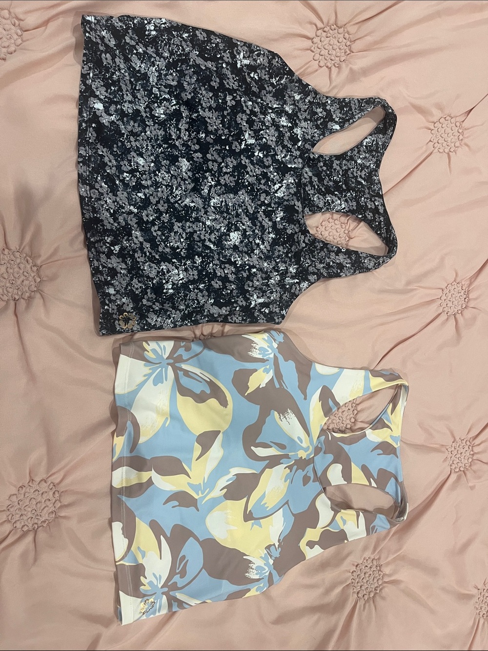 Pro Player Black Floral & Pro Player Blue Yellow Brown Floral Crop Tops (2)